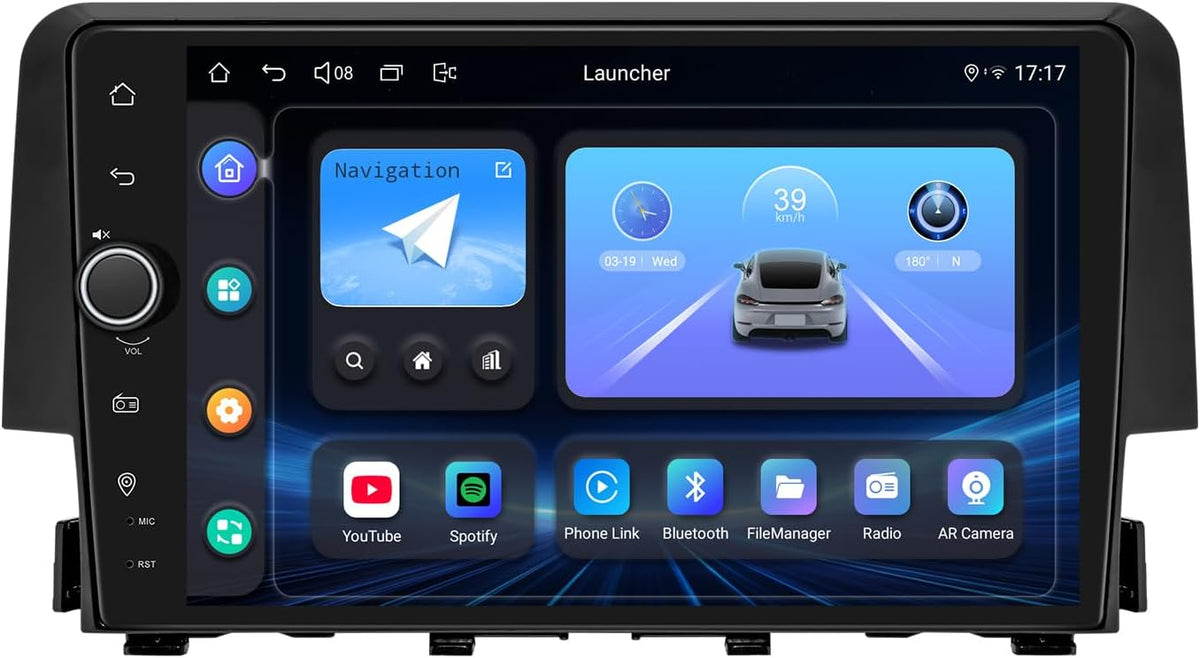 JOYING Car Radio for Honda Civic 2016-2021 Android 13 Car Stereo 9 Inch Head Unit with Carplay & Android Auto, Mirror Link, GPS Navigation, Bluetooth 5.0, Volume Knob(JY-HT145N4)