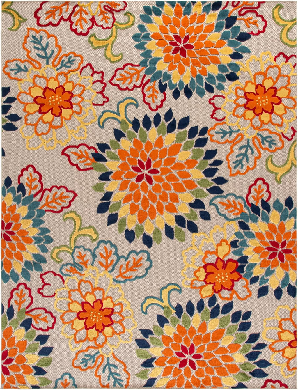 SAFAVIEH Washable Rug Outdoor Cabana Collection - 8' x 10', Ivory & Orange, Non-Shedding & Easy to Clean, Ideal for Patio, Backyard, Mudroom (CBN391A)