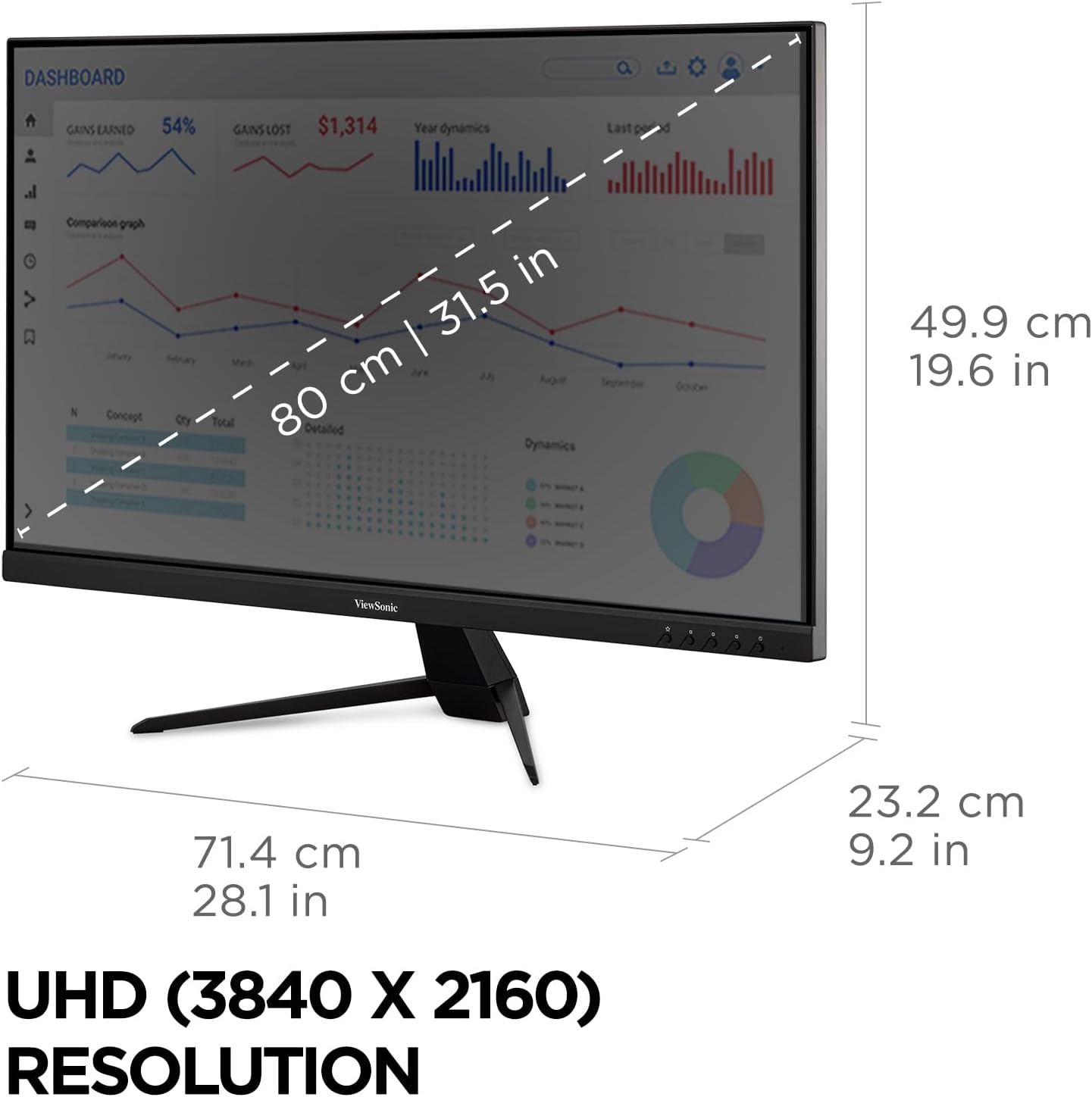 ViewSonic VX3267U-4K 4K UHD 32 Inch IPS Monitor with 65W USB C, HDR10 Content Support, HDMI, and DP (Renewed)