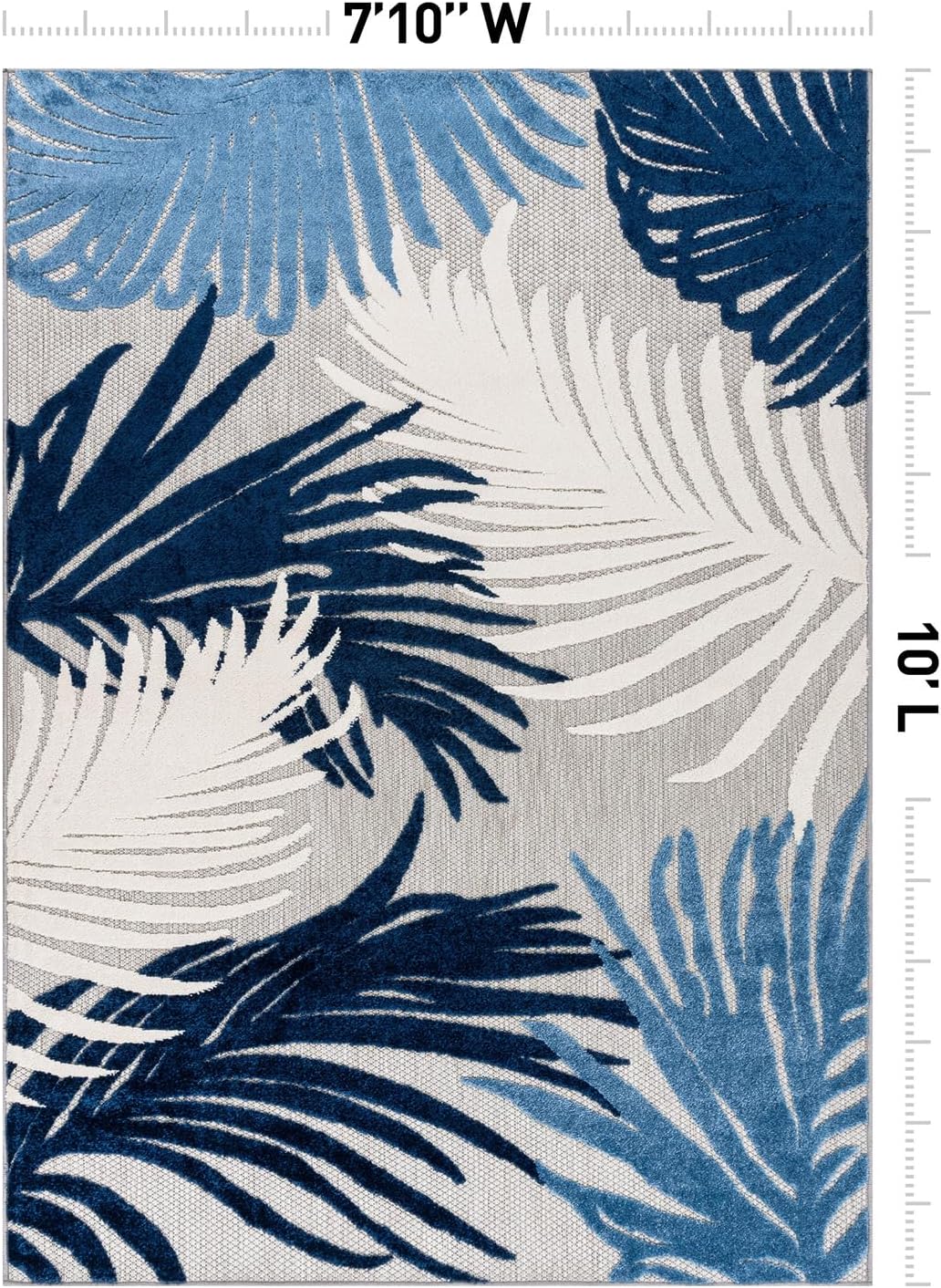 Rugshop Navy Lucca Contemporary Floral Indoor/Outdoor Area Rug Durable Polypropylene, Weather Resistant, Easy to Clean Perfect for Patio, Backyard, Deck and Outdoor Lounge 7'10" x 10'