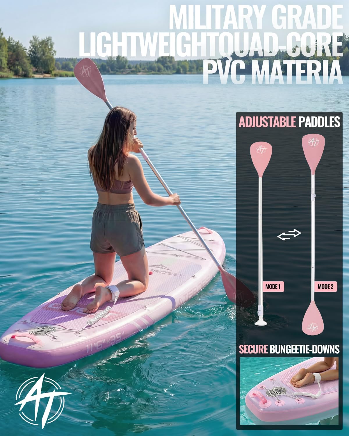 11'6"x35" Inflatable Paddle Board, 450lbs Extra Wide Stand Up Paddleboard for Adults with Premium SUP Accessories Kit & Backpack, Blow Up Kayak Non-Slip Stable Deck Boat for Yoga Fishing Surf
