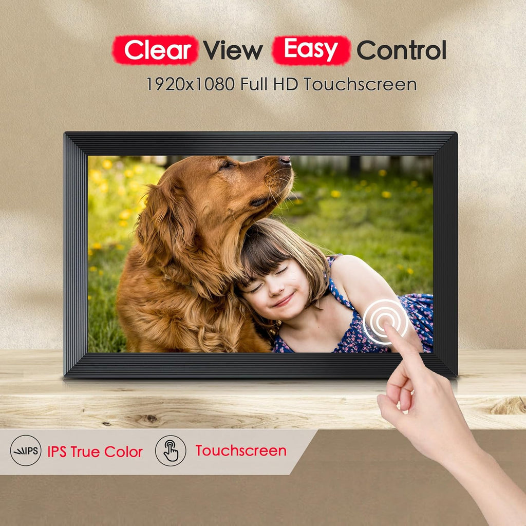 Digital Picture Frame, Frameo 15.6 inch Large Digital Photo Frame WiFi, 1920 * 1080 IPS FHD Touchscreen, 32GB Storage, Instant Share Photo Video, Gift for Mom
