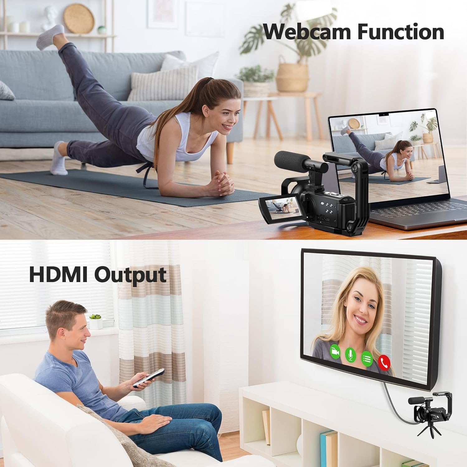 Camcorder Video Camera 5K 56MP Vlogging Camera for YouTube with 3" 270° Flip Touchscreen, Night Vision, WiFi, Webcam, Microphone, 64GB Card, Batteries, Remote, Tripod - Beginner Content Creator Kit