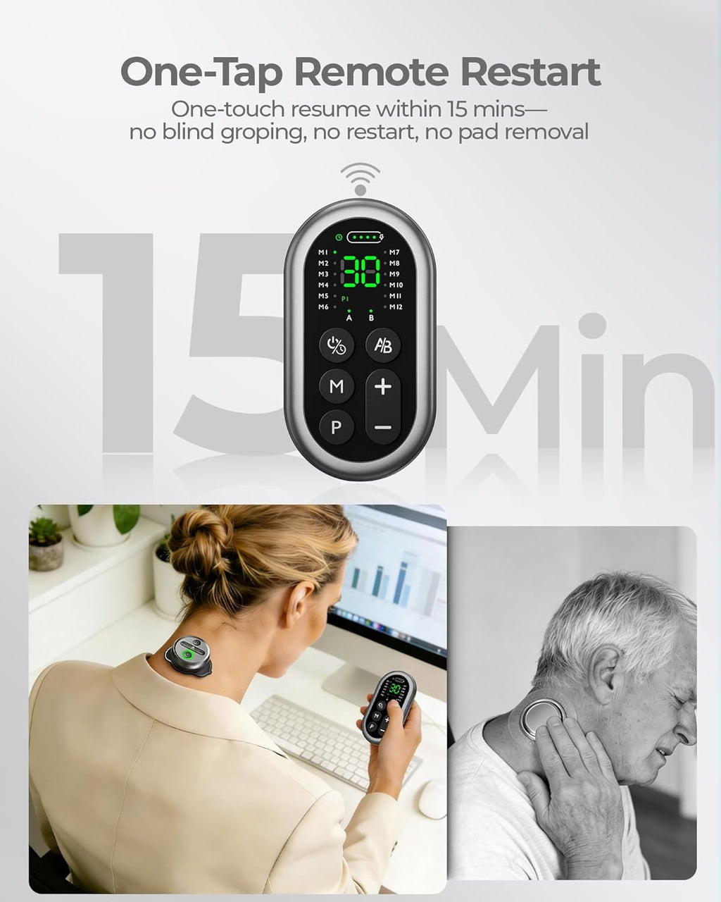 KingPavonini 48 Mode Wireless TENS Unit Muscle Stimulator 2 Channel, Rechargeable TENS Machine for Pain Relief with Remote & Charging Case, Portable TENS Unit for Back Shoulder Sciatica, Model HZ9151B
