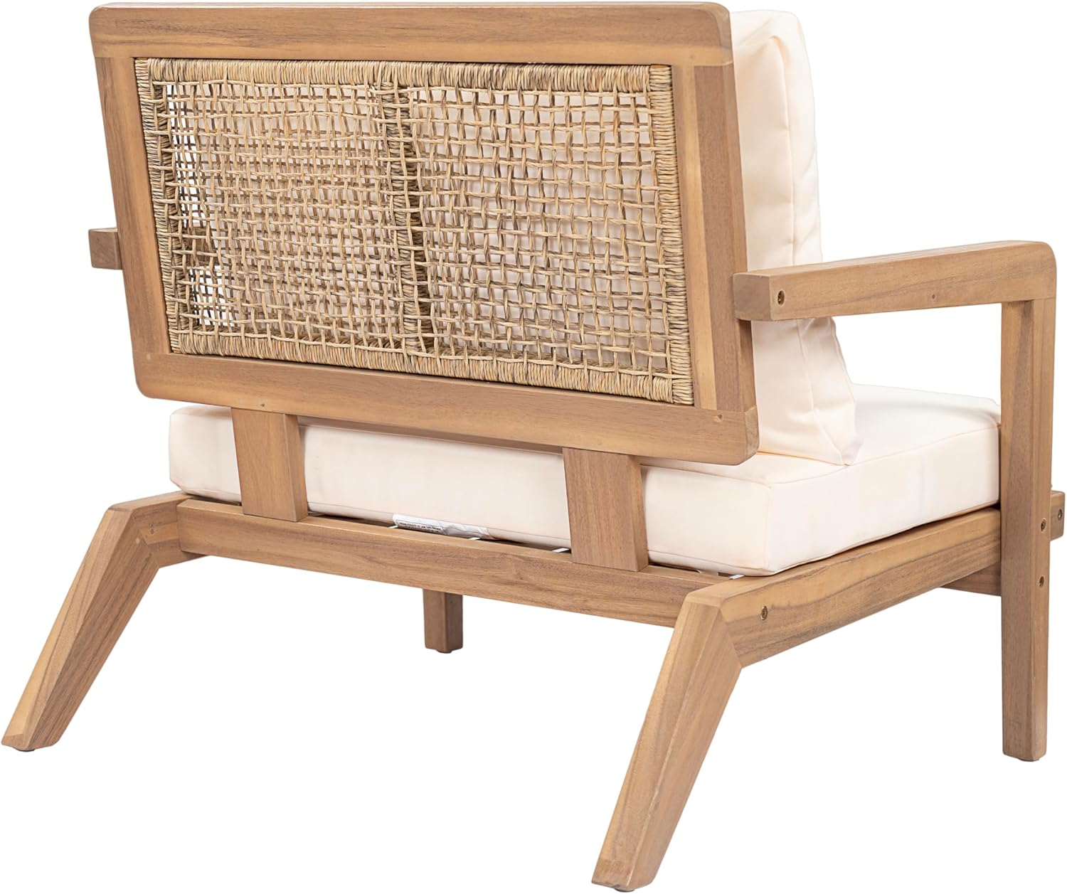 Christopher Knight Home Maeve Set of 2 Mid Century Modern Patio Furniture Acacia Wood Club Chairs, Outdoor Lounge Chairs, Relaxing Armchairs/Accent Chairs with Cushions for Patio, Light Teak+Beige