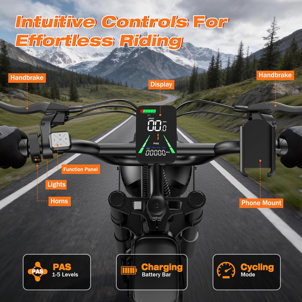 Electric Bike for Adults, Electric Dirt Bike with 2500W Peak Motor, 36Mph & 100 Miles Range, Off-Road Ebike with NFC Unlock, 48V 20AH Removable Battery, 20" Fat Tire Commuter E Bike