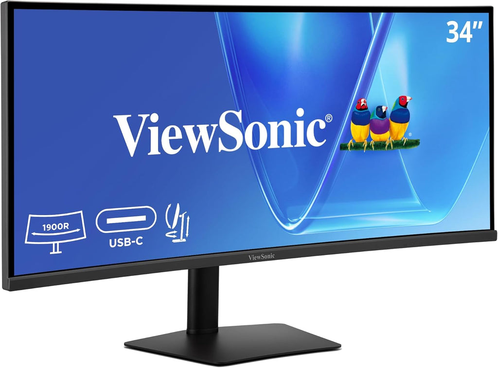 ViewSonic VG3420C 34 Inch UWQHD 1440p Curved Docking Monitor, 1500R IPS Display for Immersive Home and Office Productivity, 120Hz, 96W USB-C, RJ45, HDMI, and DisplayPort Inputs