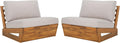 SAFAVIEH Outdoor - Lynn Lounge Chair Set of 2 - Natural & Light Grey - Solid Wood with Cushion - Modern Slatted Lounge Design - Ideal for Patio, Deck, Poolside, Backyard (PAT7328B-SET2)
