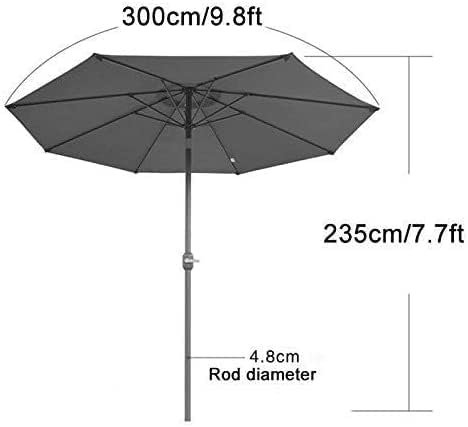Outdoor Beach Patio Umbrella 9.8ft/3m, Garden Parasol Sun Umbrella with Crank and 8 Sturdy Ribs, Waterproof and Fade Resistant (Color : Gray-brown, Size : 9.8ft/300cm)