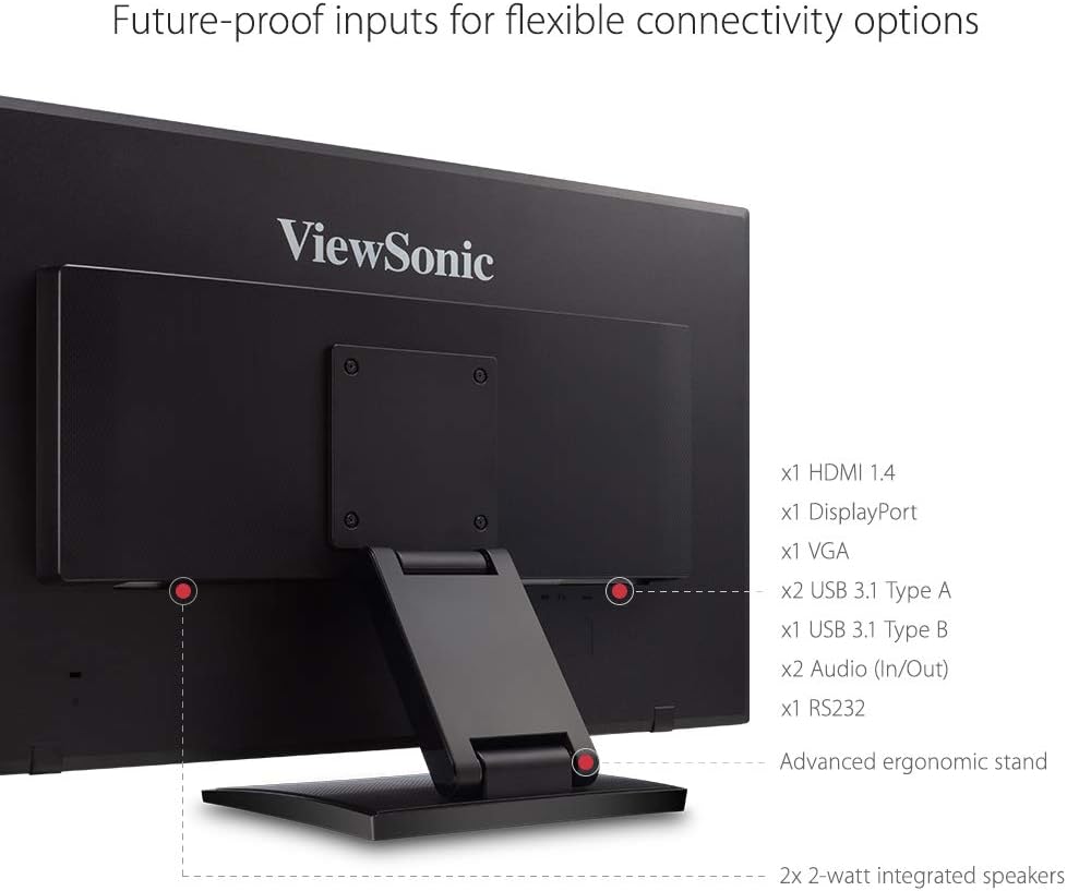 ViewSonic TD2760 27 Inch 1080P 10-Point Multi Touch Screen Monitor with Advanced Ergonomics RS232 HDMI and DisplayPort (Renewed)