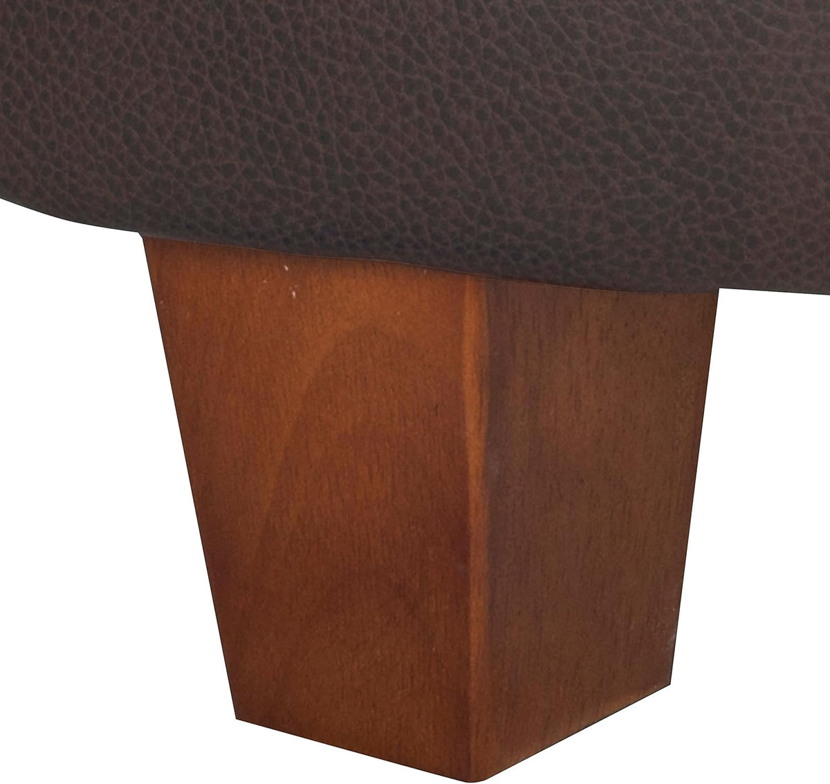 HomePop Round Leatherette Storage Ottoman with Lid, Chocolate Brown Large