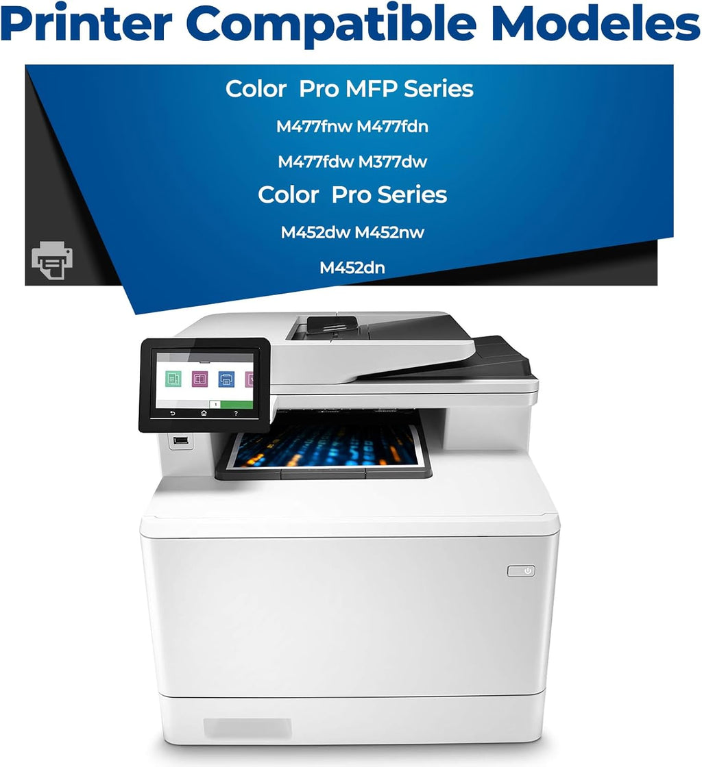 410X Toner Cartridges Replacement Pro MFP M377 M452 M477 for HP 410X 410A Toner Works for Pro MFP Pro MFP M452nw M452dn M452dw M377dw M477fnw Pro MFP M477fdw M477fdn Printer(1BK+1C+1M+1Y)