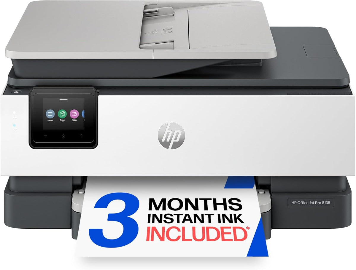 HP OfficeJet Pro 8135 Wireless All-in-One Color Inkjet Printer, Print, Scan, Copy, Fax, ADF, Duplex Printing Best-for-Home-Office, 3 Month Trial of Instant Ink Included, AI-Capable (C2VK1A)