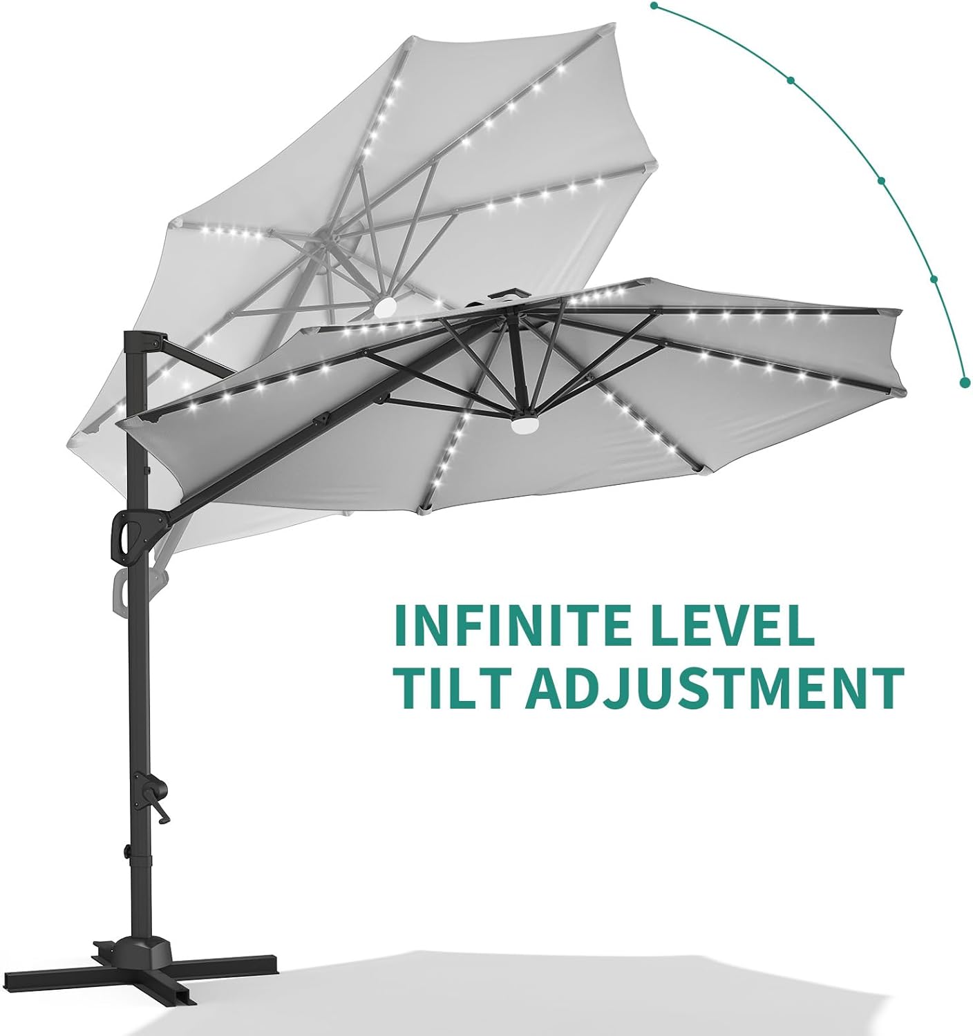 Garvee Cantilever Patio Umbrella 10ft Large Round Umbrella Outdoor Market Umbrellas 360°Rotation Offset Hanging Outdoor Shade for Patio