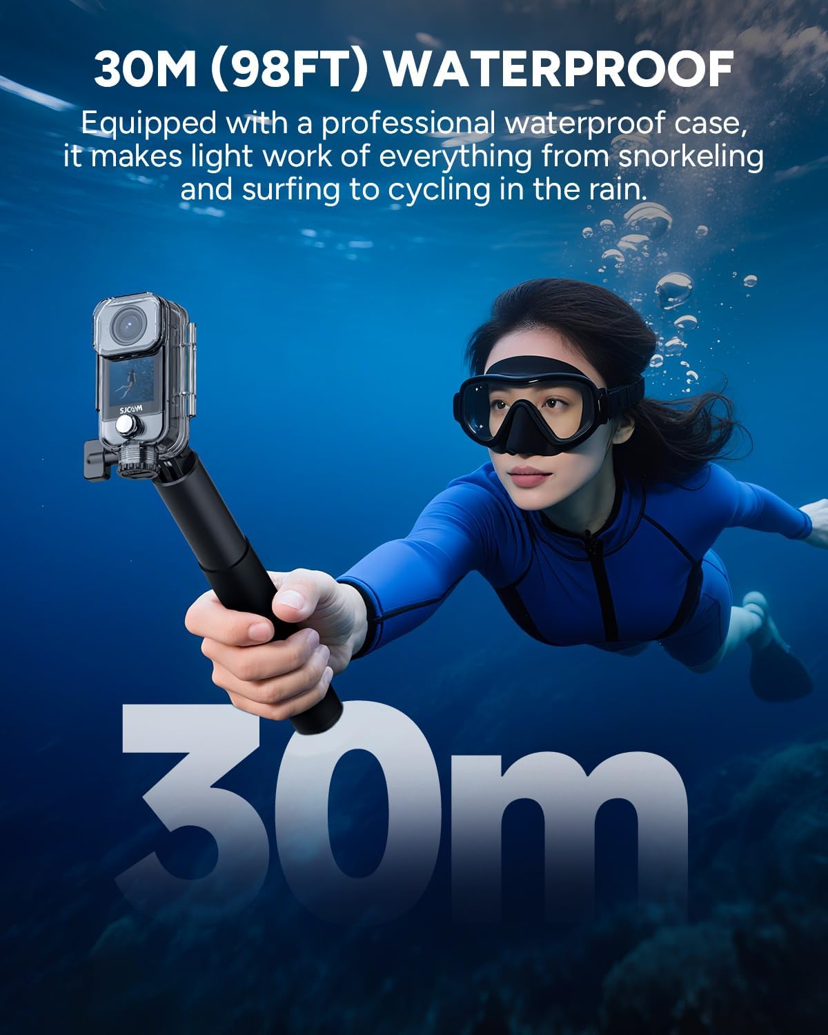 SJCAM C400 4K YouTube Creator Vlogging Camera,7H Battery Handle,3-in-1 Handheld Wearable Travel Camera with 2.29" Touchscreen, 6-Axis Stabilization,30M Waterproof Camara para grabar contenido