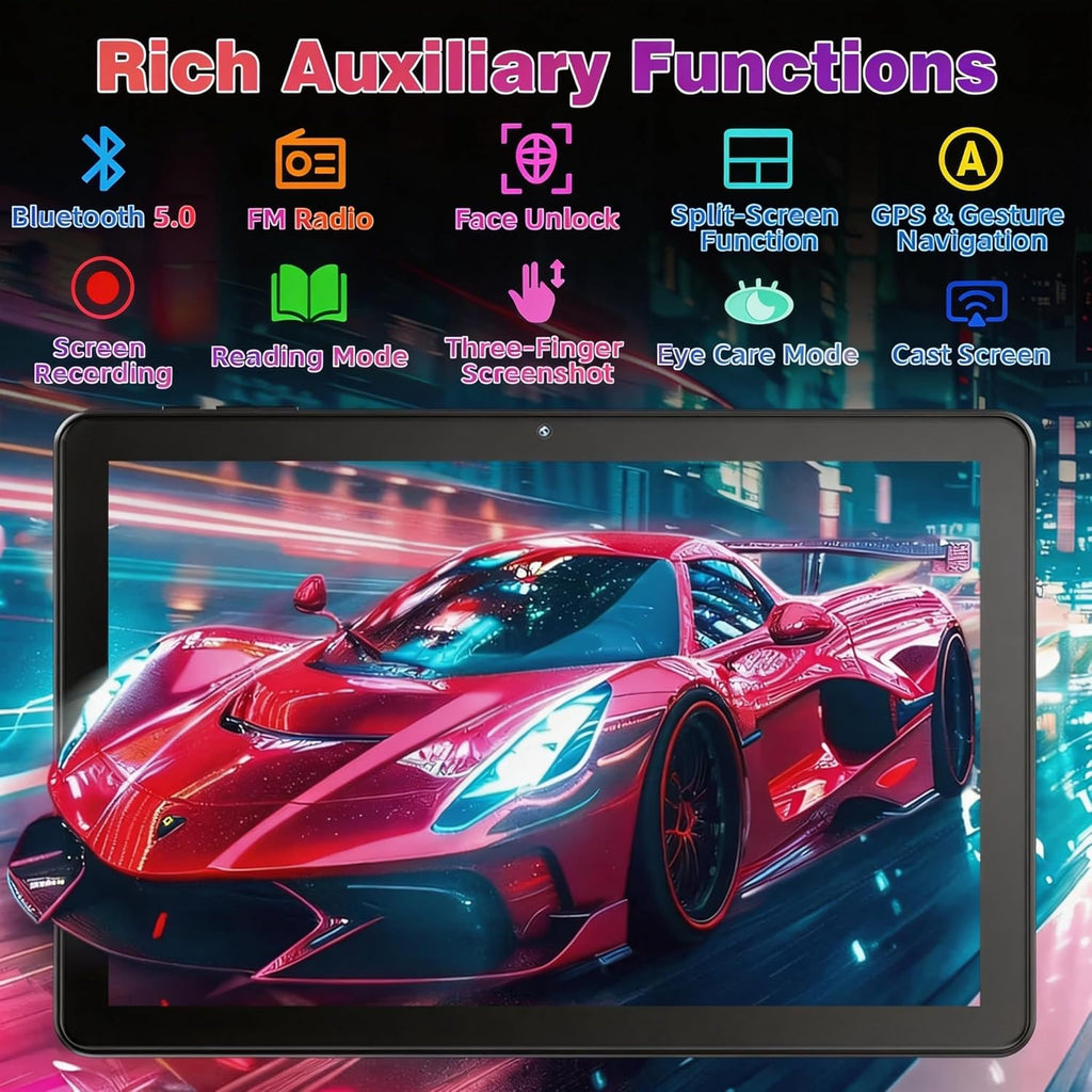 Android Tablet 10 Inch with Octa-Core Processor, 18GB RAM 128GB ROM 1TB Expandable, 1280x800 HD IPS Display, 6000mAh 7H Battery, Widevine L1, GPS, 5G WiFi, BT5.0, 5MP+8MP Dual Camera