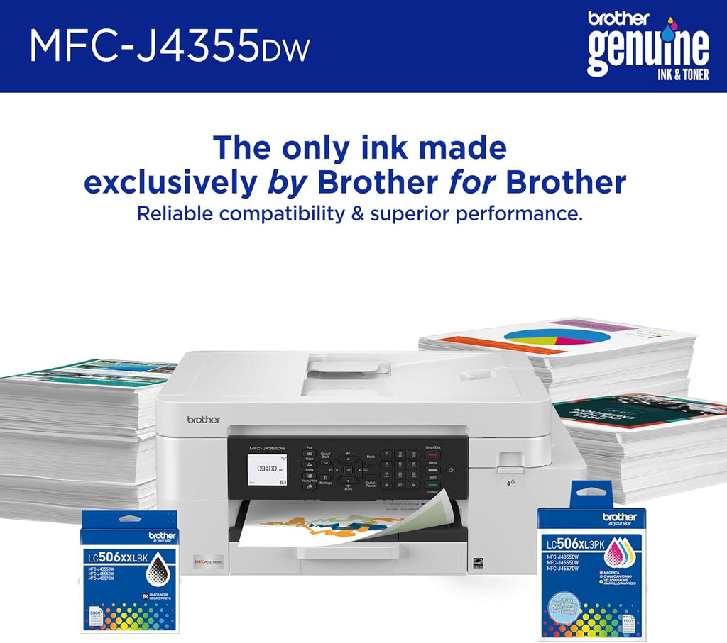 Brother INKvestment 4355 Wireless Color Inkjet All-in-One Printer with 1.8” Color Display and Manual Feed Slot | Includes Refresh Subscription Trial(1) (MFC-J4355DW)