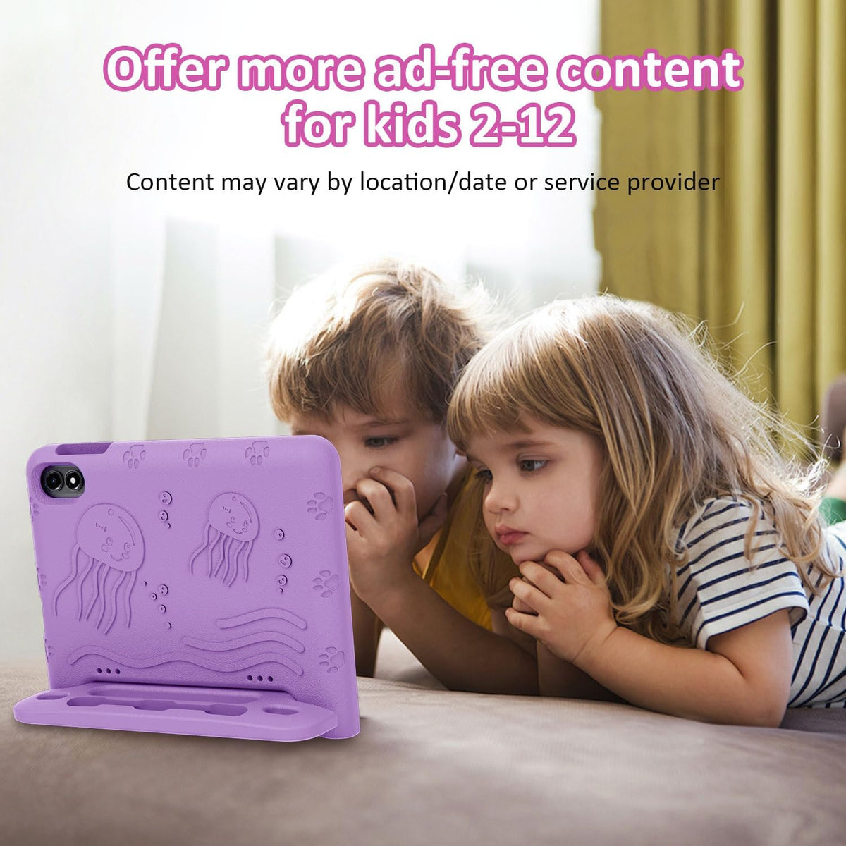 WXUNJA Android 15 Kids Tablet, 2025 Upgraded 10.1 Inch Tablets with Octa-core Processor, 6000mAh Battery, Kid Space, Parental Control,Pre-Loaded Kids Apps, 2.4/5GHZ Dual WiFi, Case Included, Purple