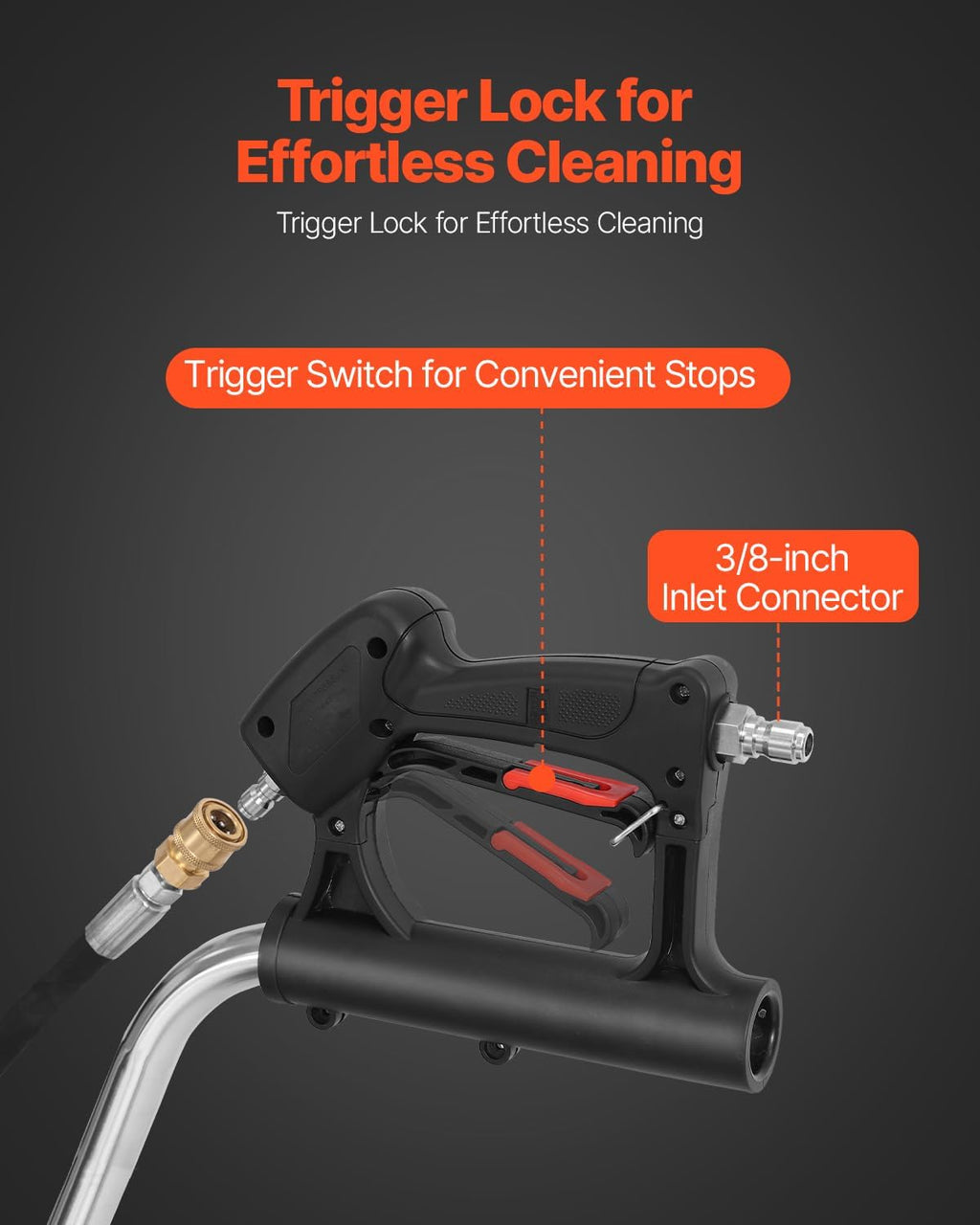 VEVOR 24 Inch Pressure Washer Surface Cleaner, 4000 PSI Stainless Steel Attachment with 4 Wheels, 2 Nozzles, 3/8 Inch Quick Connect and Dual Handle for Concrete, Patio, Sidewalk