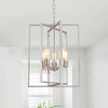 Brushed Nickel Chandelier 5-Light, Dining Room Light Fixture Geometric Metal Modern Pendant Lighting for Kitchen Island Living Room Entryway Bedroom, 18 Inch Hanging Ceiling Lamp