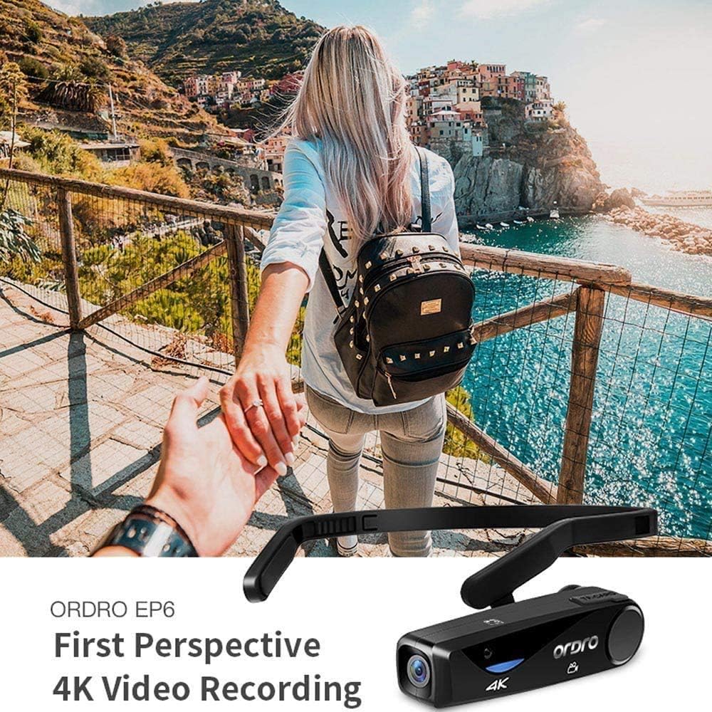 ORDRO Camcorder 4K Head Mounted Camera EP6 Wearable Video Camera FHD 1080P 60FPS Vlog Video Recorder WiFi Hands-Off Camera Webcam (32GB Memory Card Included)