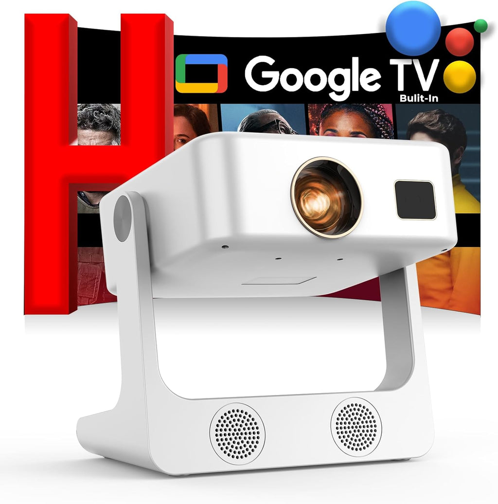 Outdoor-Projector-4K Built-in Google TV/180°Rotatable Stand/Voice Control/E-Focus,Sovboi Smart-Movie-Projector with WiFi6 and Bluetooth, 2500 Brightness Portable-Proyector for 10,000+ Streaming Apps