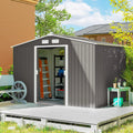 Outsunny 9' x 6' Outdoor Storage Shed, Garden Tool Metal Shed with Foundation Kit, Double Lockable Door, Air Vents and Sloping Roof, for Backyard, Patio, Lawn, Light Gray