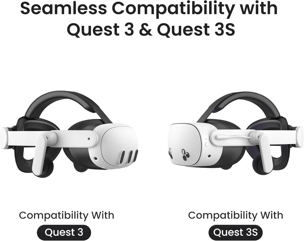 KIWI design Audio Head Strap with Battery for Meta/Oculus Quest 3/3S, K4 Duo DualFast Charging Headset, VR Accessories with Balanced Design for Enhanced Sound Effects & Playtime