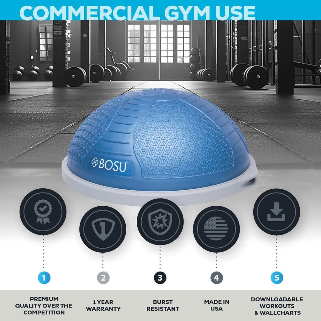 Bosu Pro NexGen 25IN Home Fitness Exercise Gym Balance Trainer with Pump