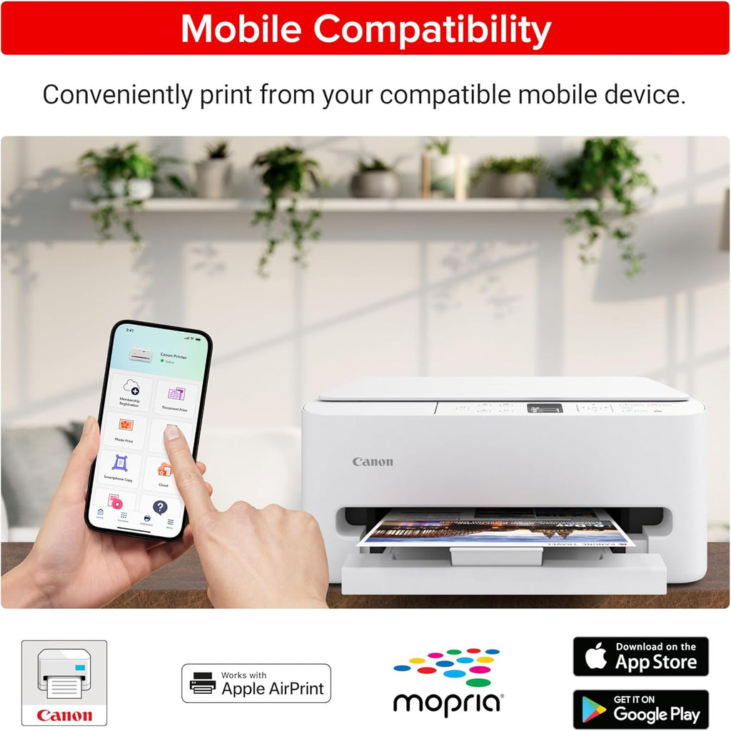Canon PIXMA TS6520 Wireless Color Inkjet Printer Duplex Printing, White – Home Printer with Copier/Scanner, 1.42” OLED Display, Intuitive Control Panel, Compact Design