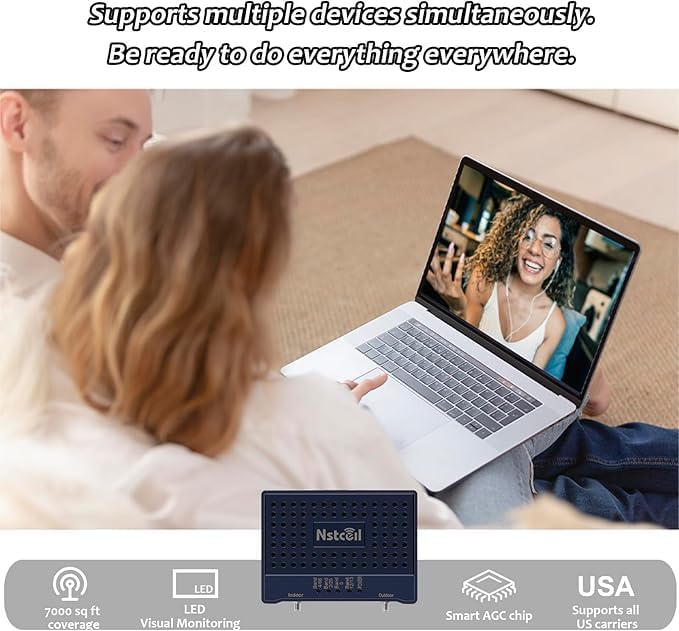 Cell Phone Booster for Home & Muti-Room, Up to 7000Sq. Ft,Cell Phone Signal Booster for Rural Area with 2 Indoor Panel Antennas,Boosts 5G 4G LTE for All U.S. Carriers, FCC Approved