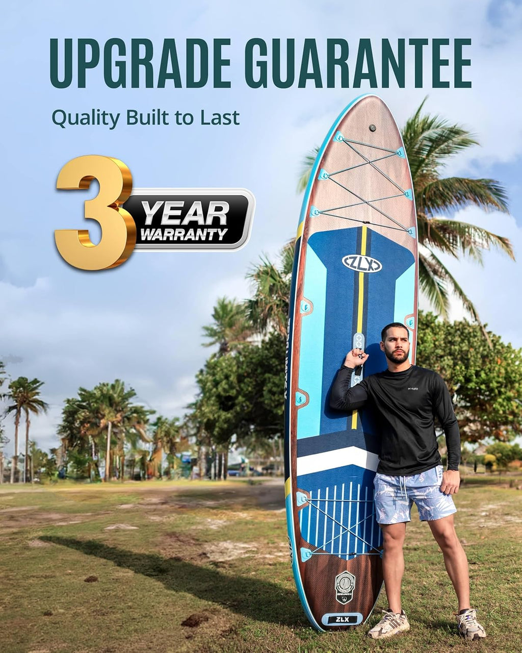 ZLX 11'6"x35" Ultra Wide Inflatable Stand Up Paddle Board | Stable Non-Slip Deck Pad, Unique Fin System, Premium SUP Accessories & Backpack - Upgraded Pump for Adults, All Skill Levels