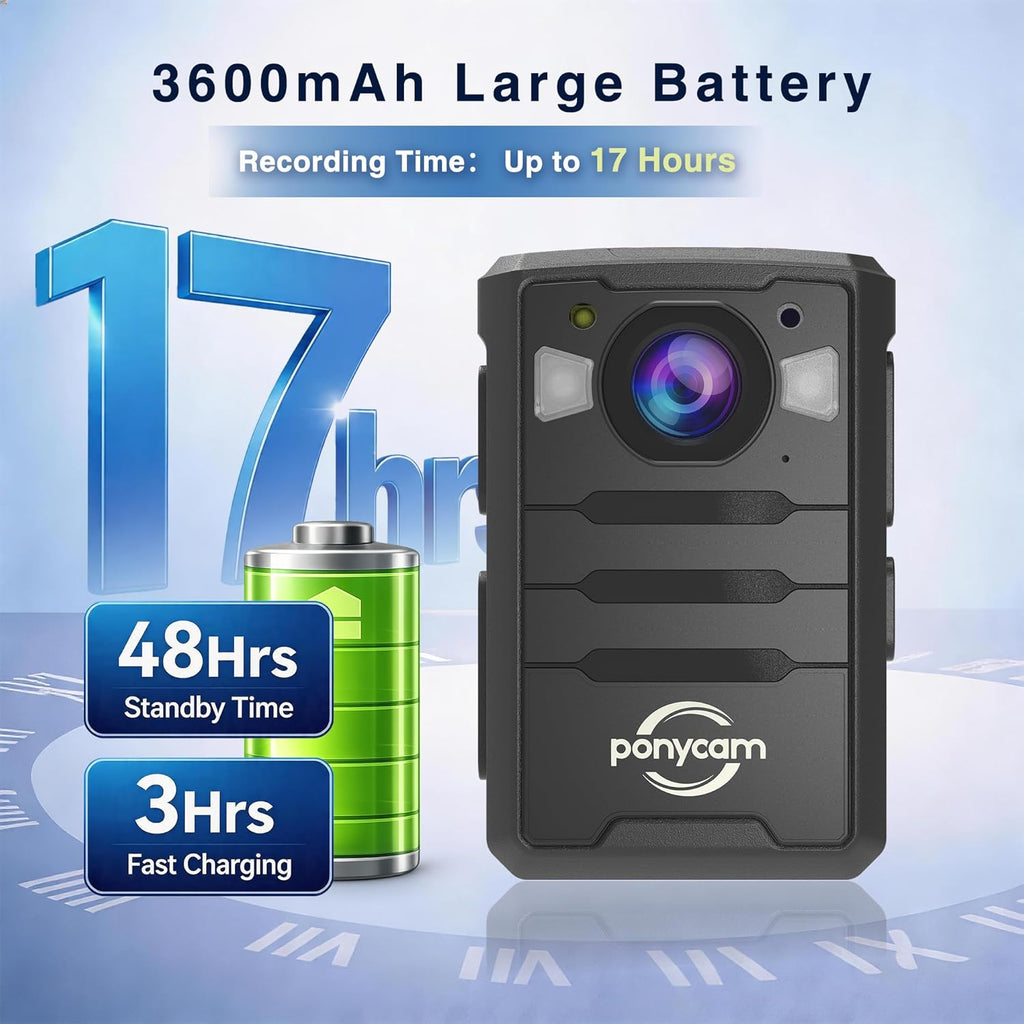 1440P 4G GPS Body Camera, SIM Card Included, 17H Record Time, 3600mAH Battery, 128G Memory Audio Video Recording and Intercome Body-Worn Camera, Data-encrypt for Security, Work, Guard