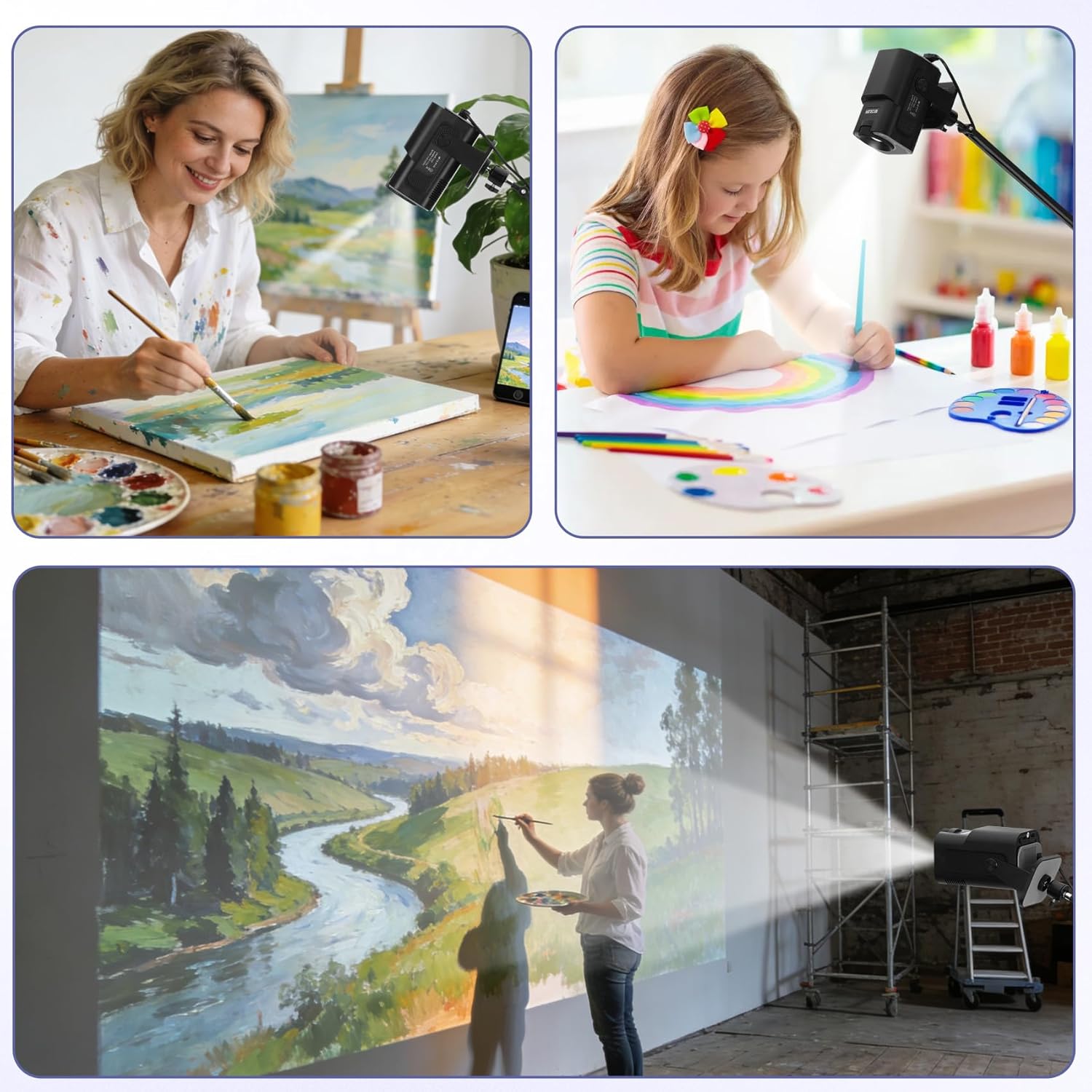 Art Projector for Tracing and Drawing with App, Native 1280P HD Painting Projector for Artists, 8 Pro Tracing Tools for Canvas, Wall Murals, Cake Decorating, Wood Burning & Sketching