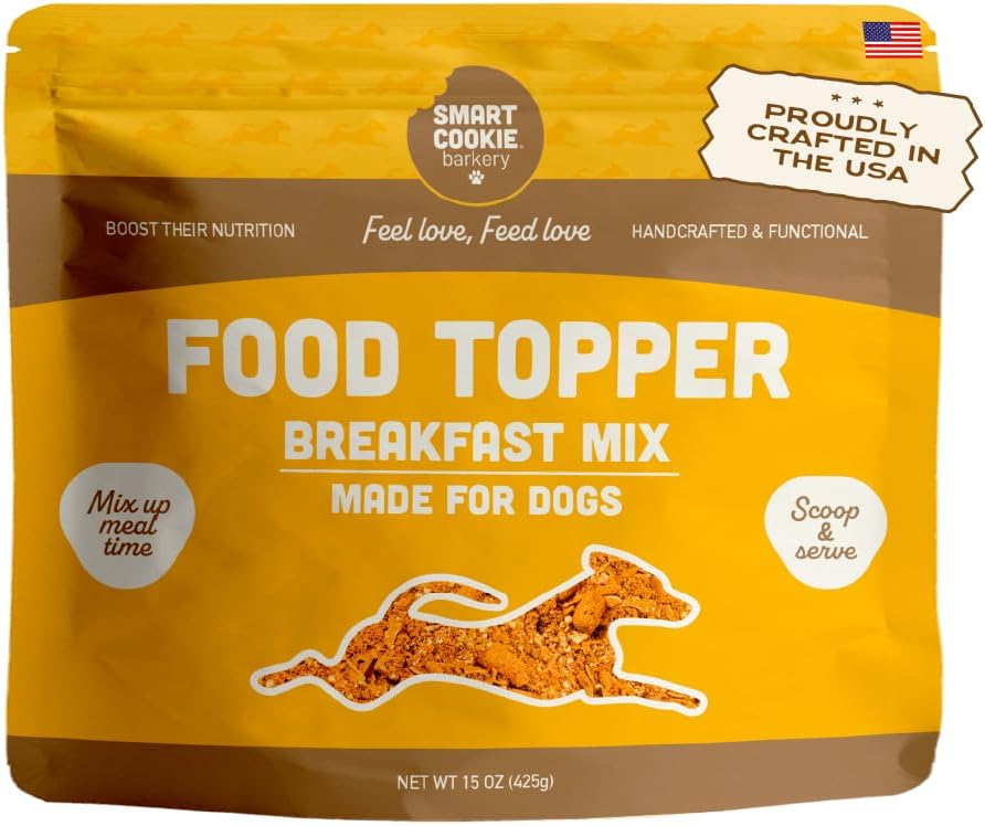Smart Cookie Natural Dog Food Topper - Breakfast - Egg Dog Meal Mixers for All Ages - Food Topper for Picky Eaters and Boosting Nutrition - Non GMO, Made in The USA - 15 oz Bag (30 Day Supply)