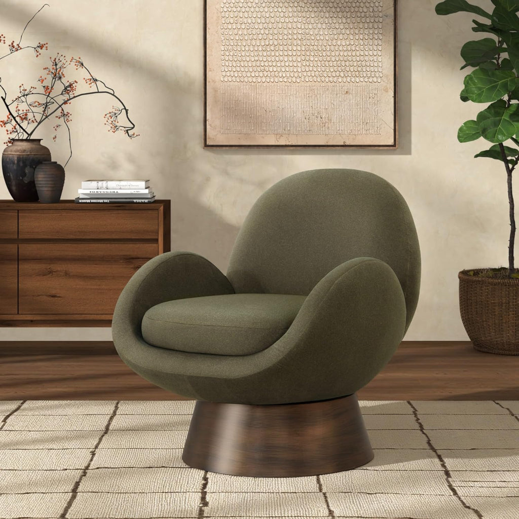 SAFAVIEH Couture Collection Paolini Olive Green & Antique Gold Metal Base Accent Chair