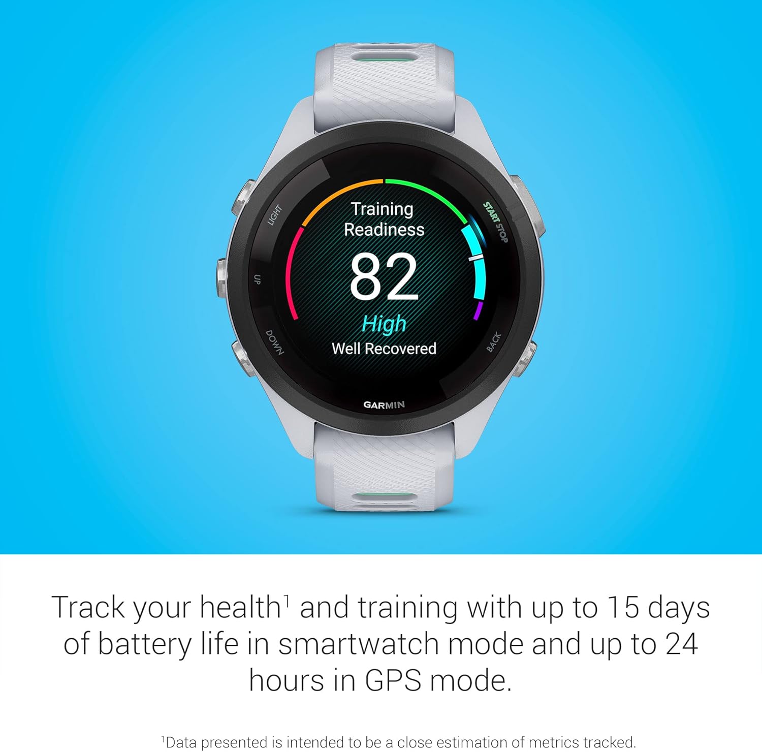 Garmin Forerunner 265S Running Smartwatch, Colorful AMOLED Display, Training Metrics and Recovery Insights, Whitestone and Neo Tropic