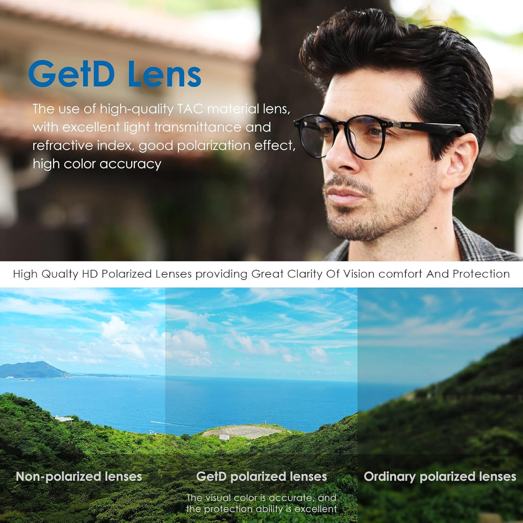 GetD AI Glasses for Men & Women, Smart Glasses Powered by ChatGPT, AI Real-time Translation with 145 Languages, 11H Music Play, Bluetooth Glasses with Anti-Blue Light Lens for Daily Use, Travel