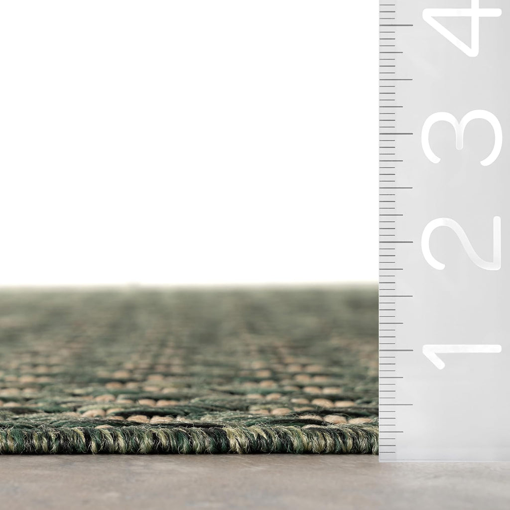 Nuloom Outdoor Performance Camryn Green/Brown, 5' x 8', Herringbone, Soft, High Traffic, Stain Resistant, Easy Clean, Durable Area Rug for Indoor/Outdoor Patio, Deck, Porch, Garden, Courtyard