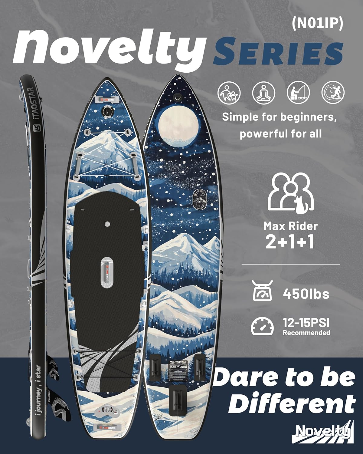 iTAOSTAR Novelty 11'6" x 35" Inflatable Stand Up Paddle Board with Seat- Stable SUP Board for Adults - Portable Paddleboard for Yoga, Surfing, Fishing - Includes Full Accessories Kit
