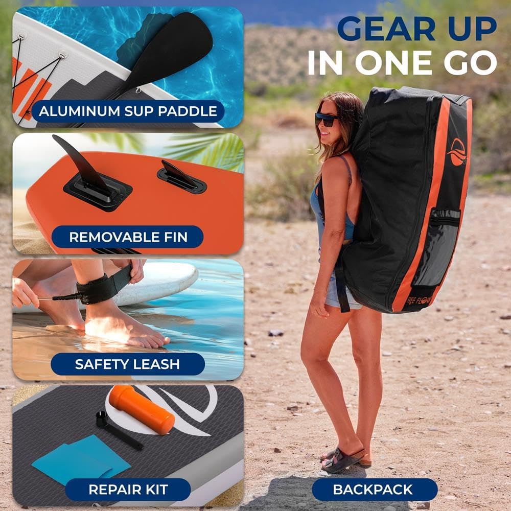 SereneLife Ultra-Light Inflatable Stand Up Paddle Board with Premium SUP Accessories