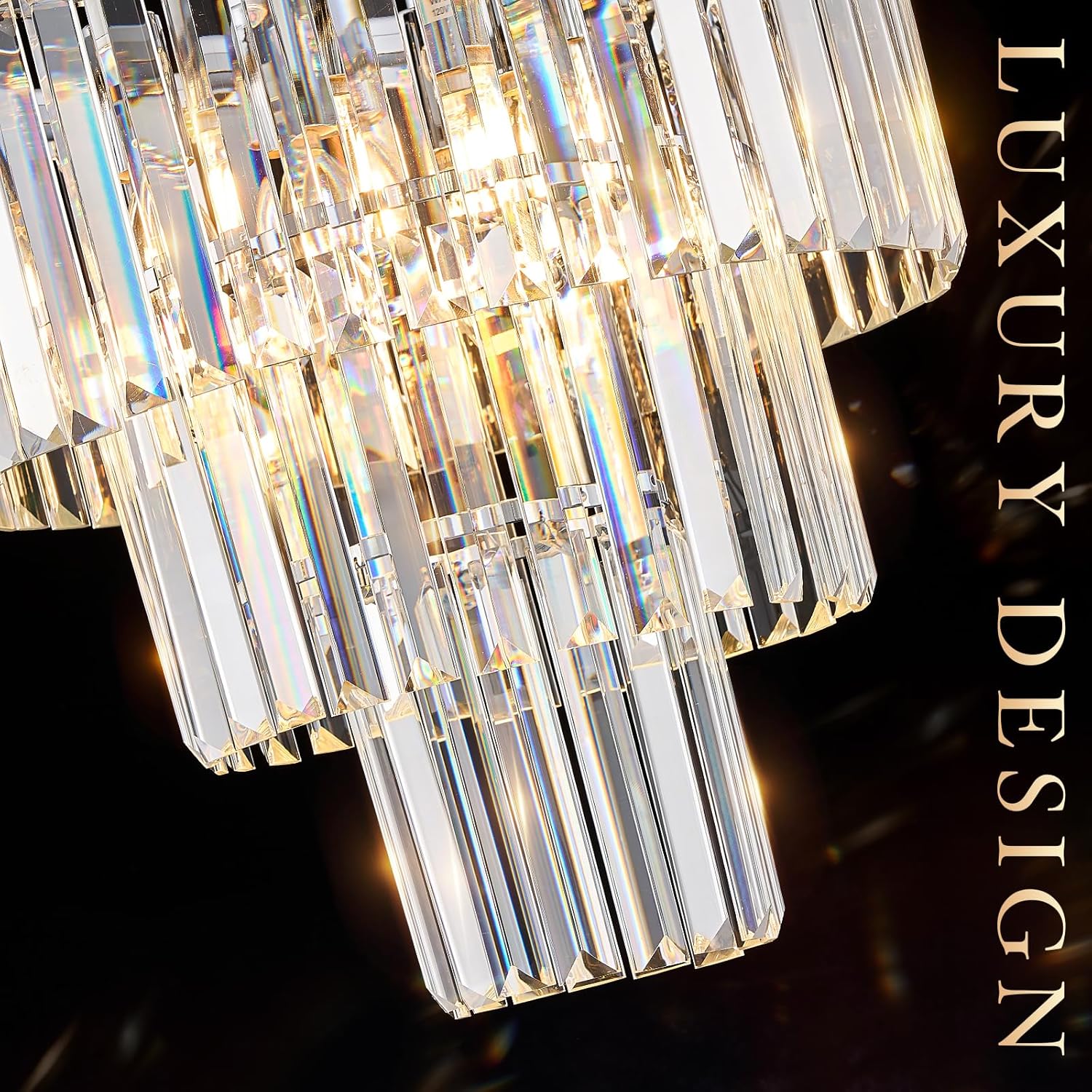 CATINER Modern Chrome Crystal Chandeliers 16" Small Pendant Light Luxury 3 Tiers 6-Light K9 Crystal Ceiling Pendant Round Light Fixture for Dining Room Entryway Kitchen Bedroom Closet