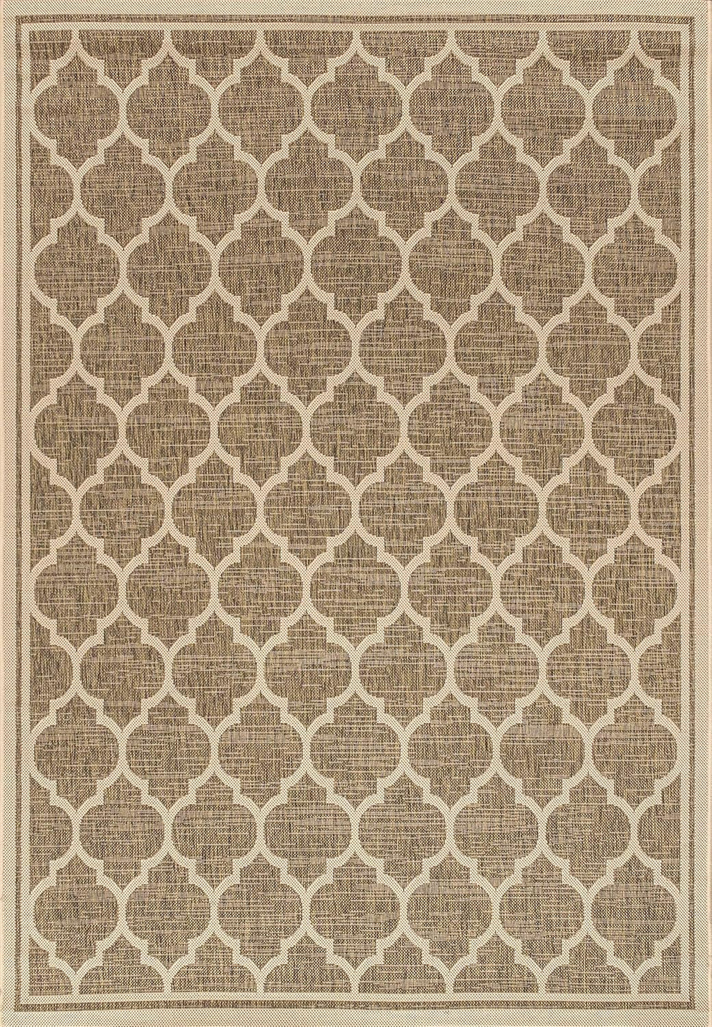 JONATHAN Y Moroccan Trellis Indoor Outdoor Area Rug 8X10 Brown/Beige, Trebol Textured Weave for Backyard, Patio, Porch, Easy-Cleaning, High Traffic, Pet-Friendly, Non-Shedding (SMB109A-8)