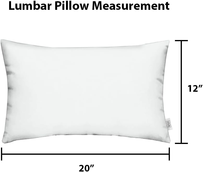 RSH DECOR: Sunbrella Lumbar Throw Pillows Set of 2 | 20" x 12" | Water and Fade-Resistant Performance Fabric | Outdoor Pillow Covers with Down-Alternative Inserts | Cabana Classic
