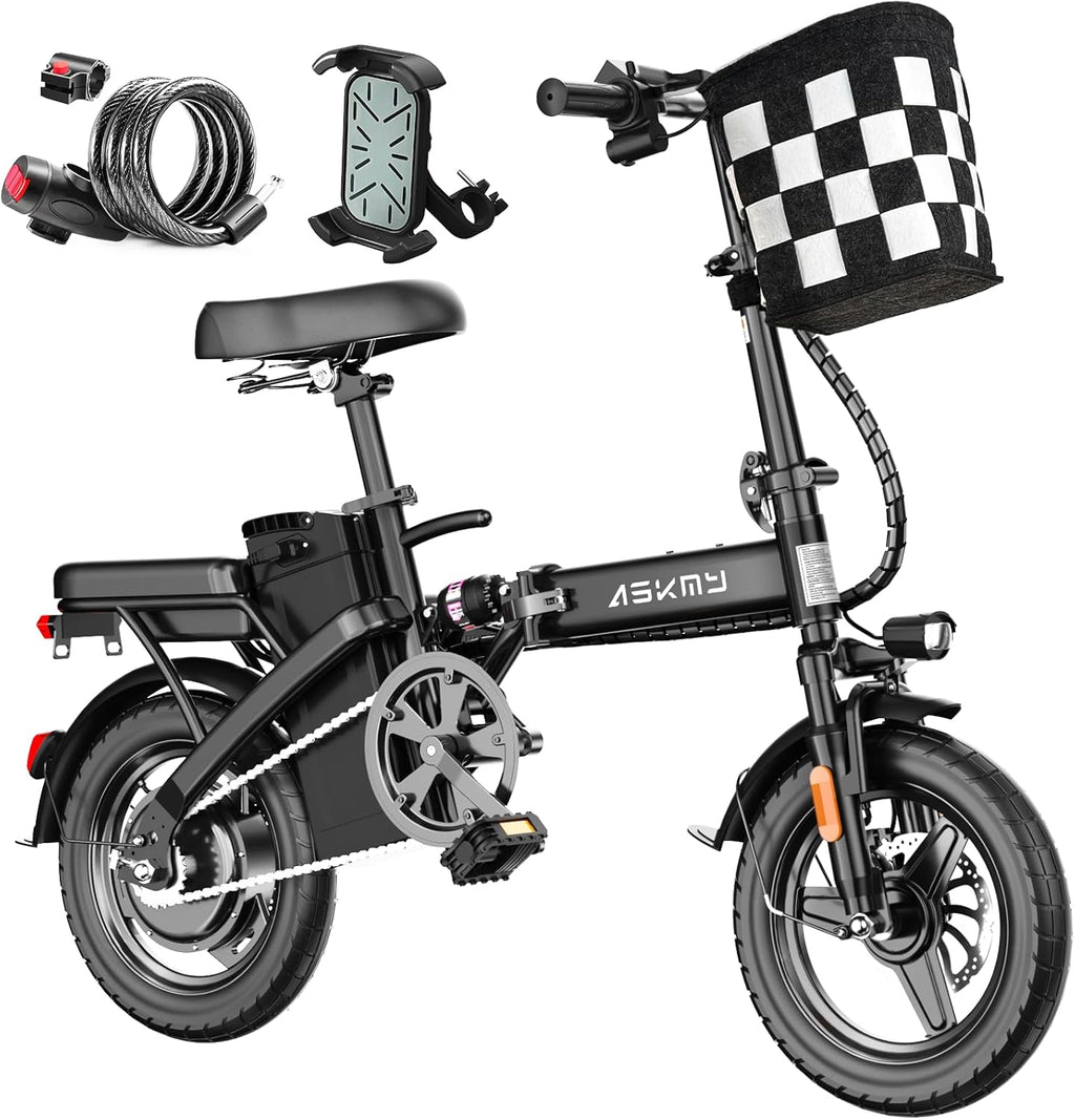 Foldable Electric Bike for Adults and Teens, 740W Peak Motor Ebike with 48V 10AH/20AH Removable Battery, 30-60 Miles PAS Range, 14" Folding Mini E-Bike, 20MPH Electric Bicycle for Daily Commuting