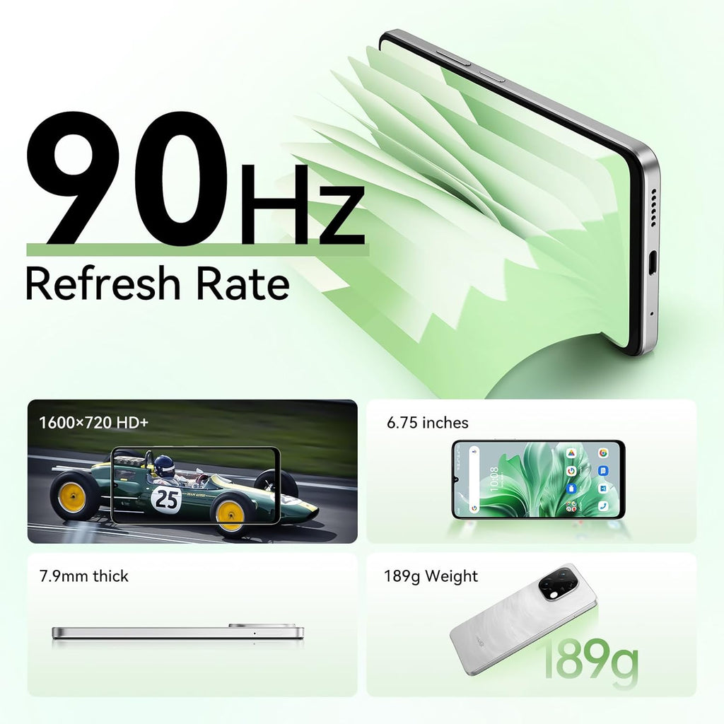 UMIDIGI G9C Android 14 Unlocked Cellphone,Octa-core 12GB +128GB Expand 1TB Unlocked Smartphone,6.75" HD+ 90Hz,5000mAh Battery,50MP Camera,GPS,BT 5.4,NFC,AI Face Unlock,Warranty,White