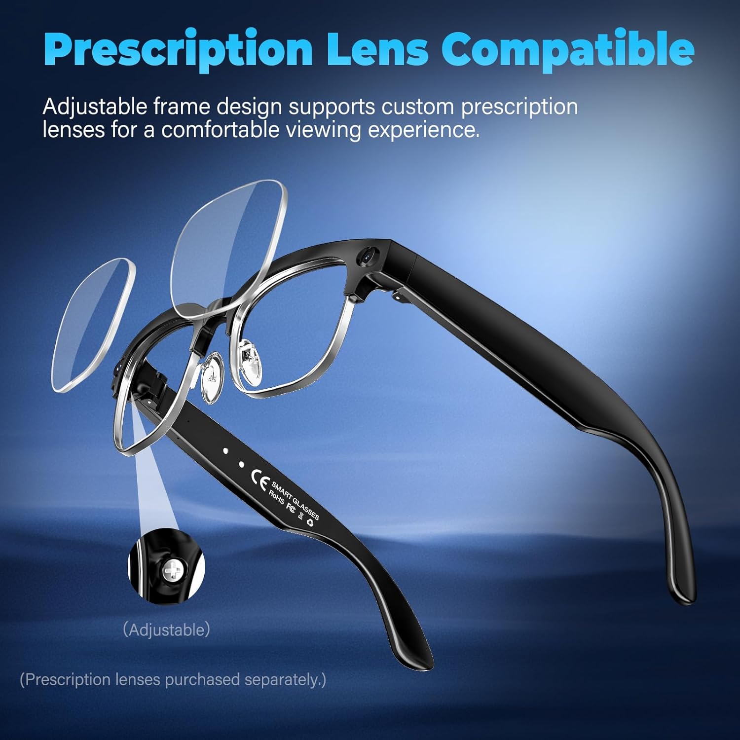 AI Smart Glasses with Camera, 4K EIS Anti-Shake Video & Photo Capture, Real-Time Translation,Open-Ear Bluetooth Audio, Object Recognition, Recording Sunglasses with Photochromic
