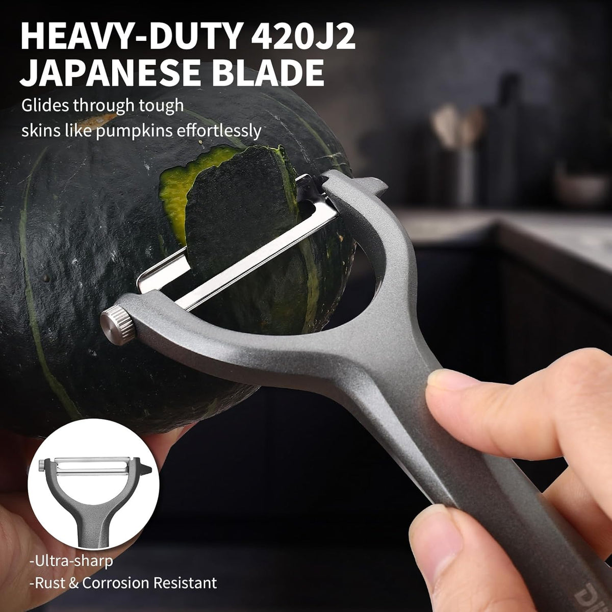 Aluminum Alloy Y Peeler for Kitchen, Heavy Duty Vegetable & Fruit Peeler with 2 replaceable Blades (Straight & Serrated), Ultra Sharp 420J2 Stainless Steel, Ergonomic Matte Grip, Gift Boxed