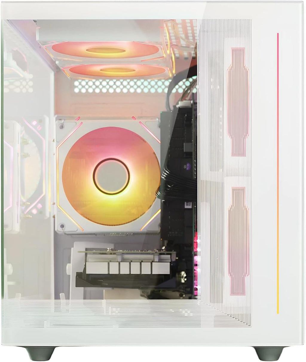 suevery Prebuilt Gaming PC |16G RAM | AMD Ryzen5 6Cores 3.6G Up to 4.1G | 512G SSD | Radeon 4G Graphics Gard | Wi-Fi 6 White Tower Desktop Computer Gamer Home