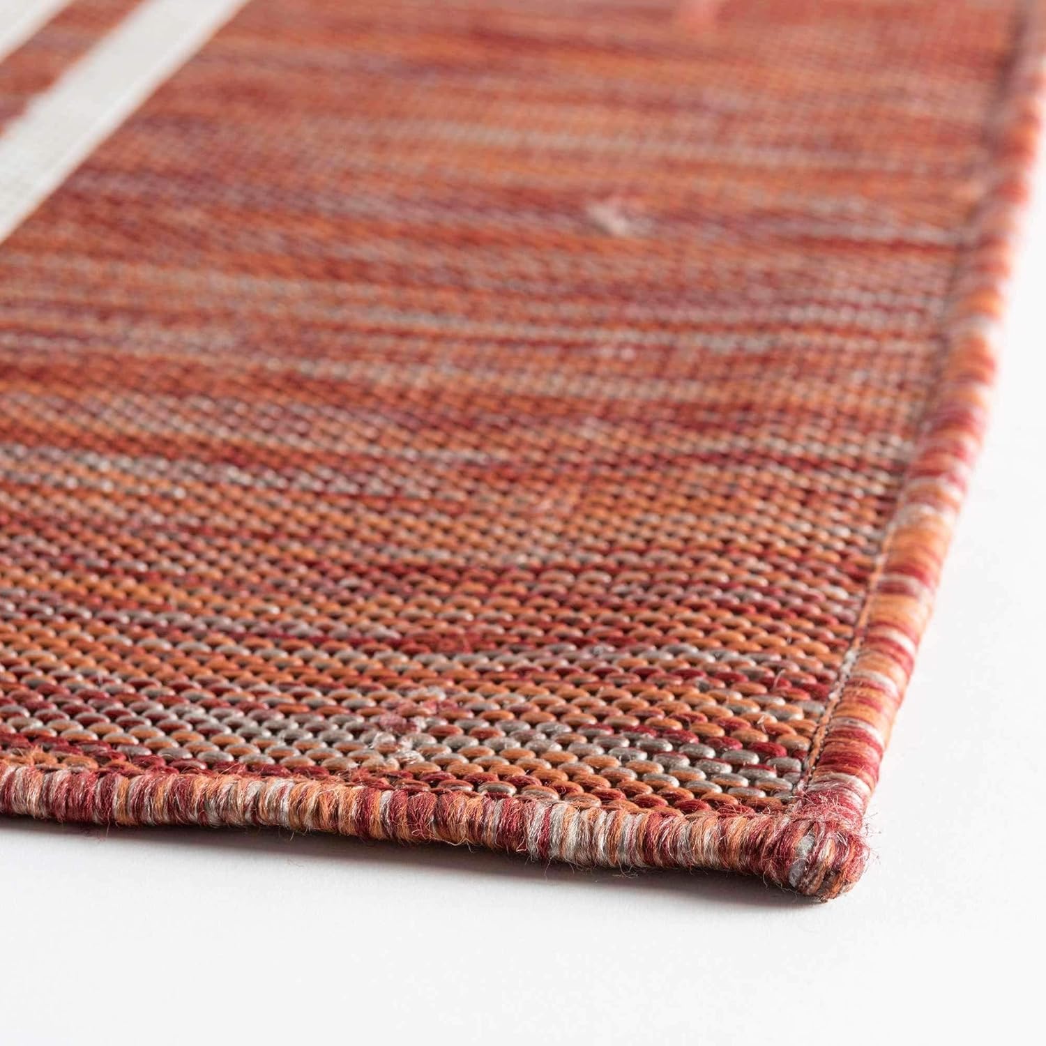 Unique Loom Outdoor Collection Area Rug - Anguilla (9' x 12' Rectangle, Rust Red/ Ivory)